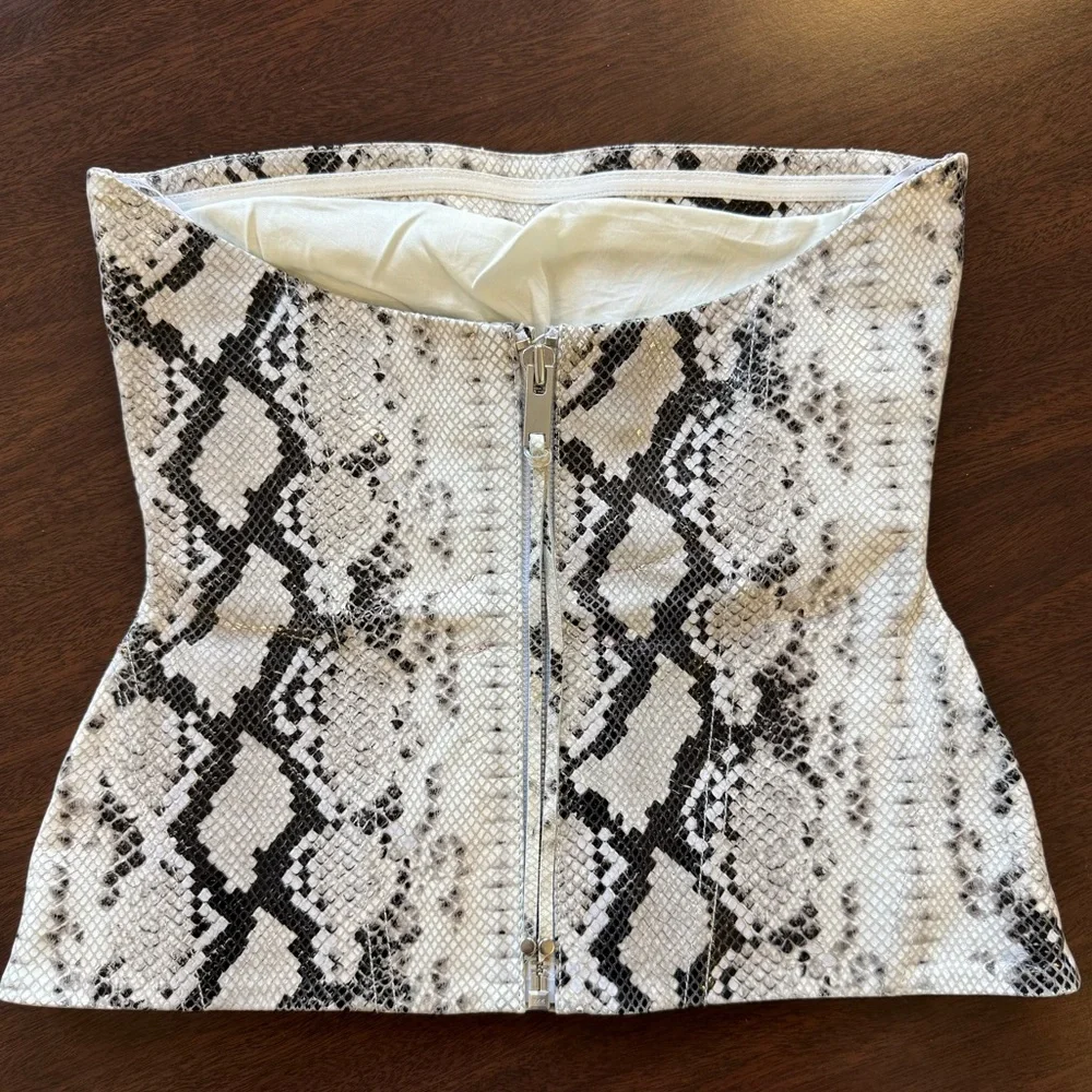 Retrofete Leather Snakeskin Print Sleeveless Corset Top - Picture 5 of 12